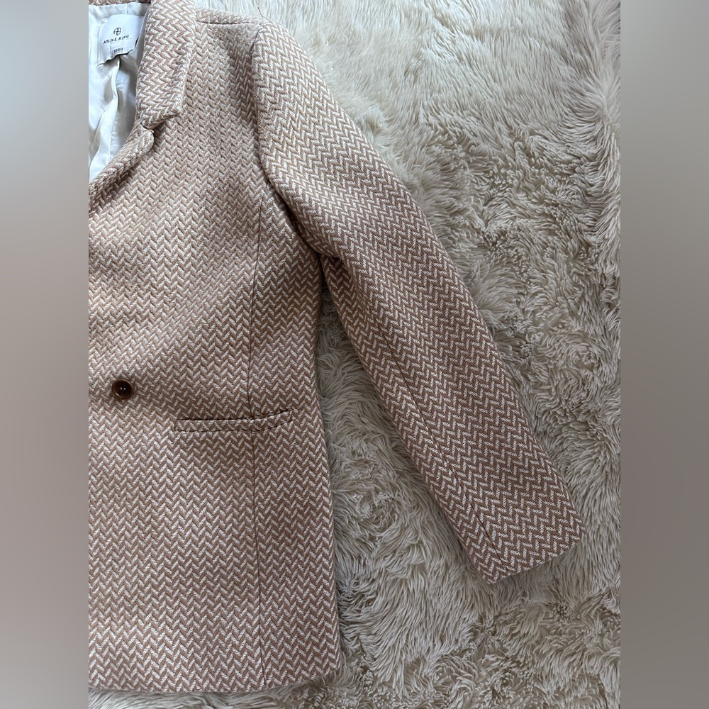 Anine Bing Beige Chevron Double-Breasted Blazer - Picture 7 of 16